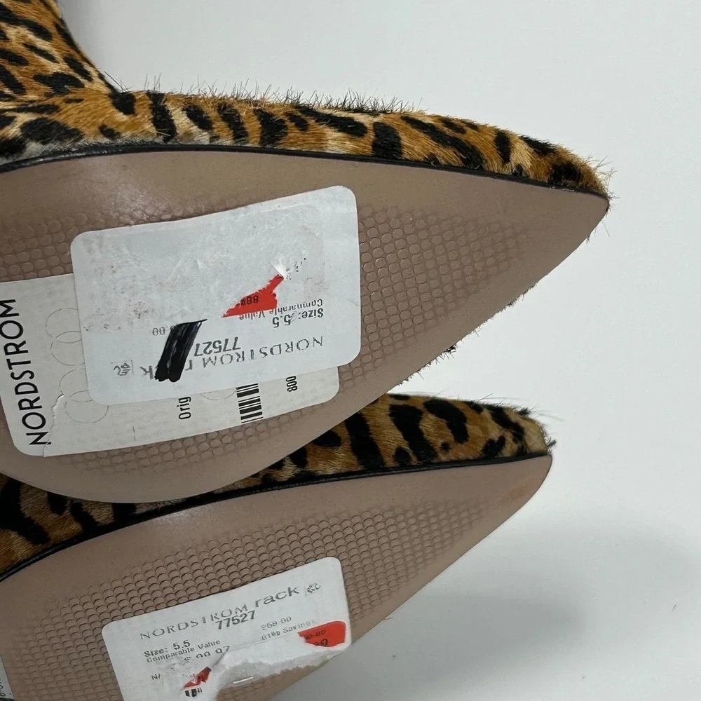 Schutz Size 5.5 Leopard Print Knee High Boots Calf Hair Stiletto Heels NEW  $338